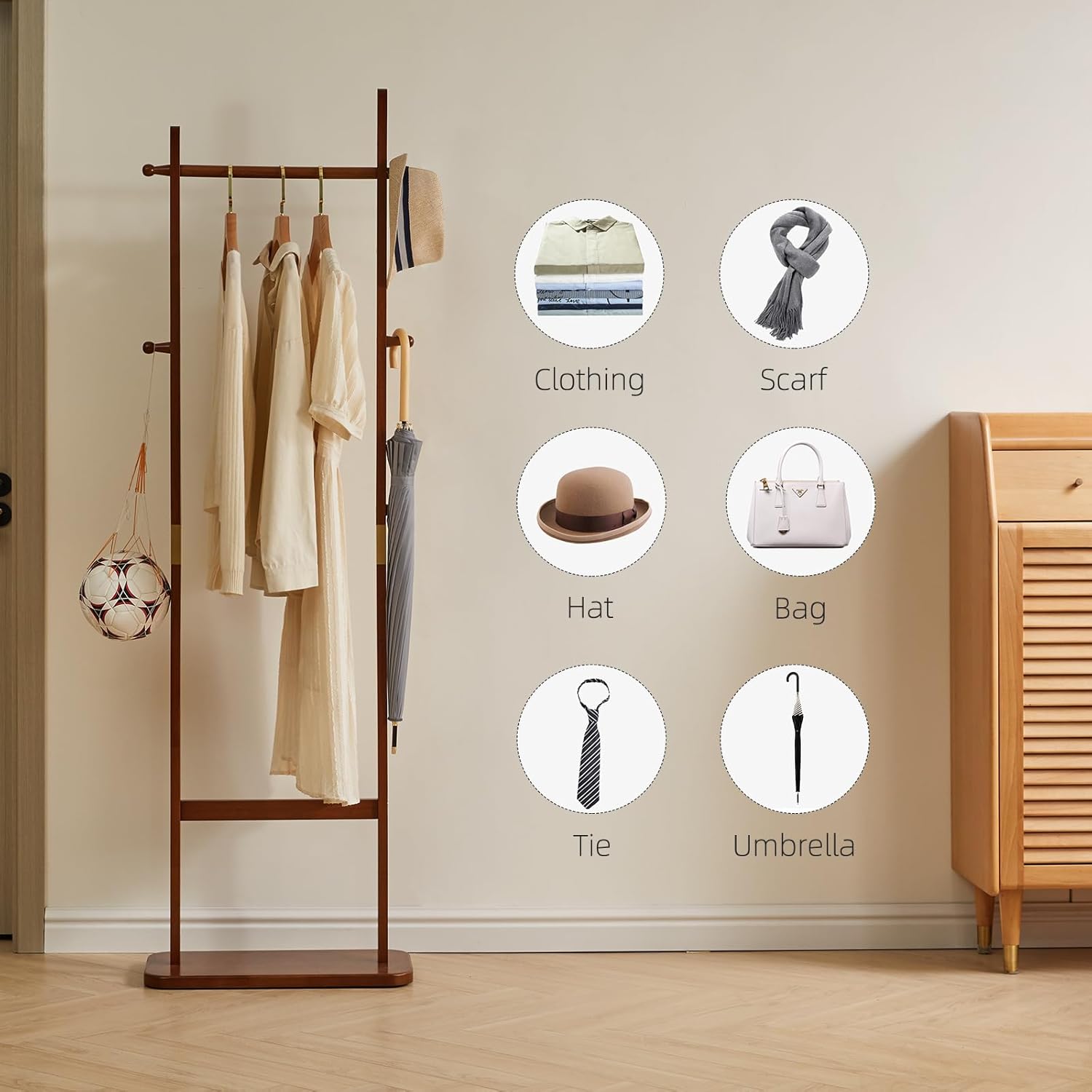 Perchero para árbol con base muy resistente, perchero pequeño independiente resistente, perchero para colgar ropa para niños y adultos, ahorro de