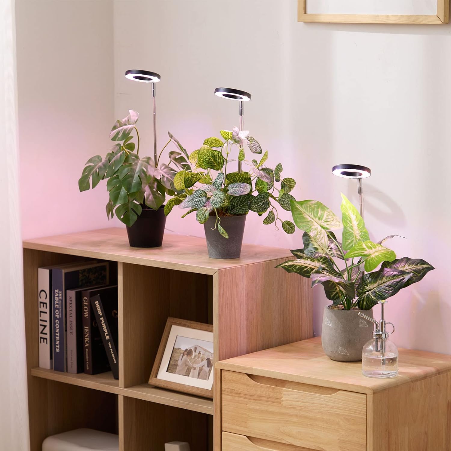 yadoker Luz de cultivo de plantas, luz LED de espectro completo para plantas de interior, altura ajustable, temporizador automático, bajo voltaje