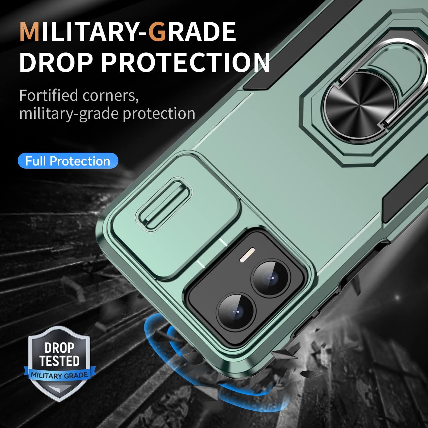 Funda para Motorola Moto G 5G 2023 con cubierta deslizante para cámara + protector de pantalla de vidrio templado, protección completa de la cámara