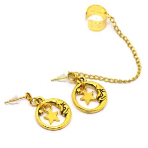Gold moon ear cuff Handmade celestial stars earrings fake cartilage cuffs half moon dangling ear wrap crescent boho Valentines jewellery gift Gold moon ear cuff Handmade celestial stars earrings fake cartilage cuffs half moon dangling ear wrap crescent boho Valentines jewellery gift