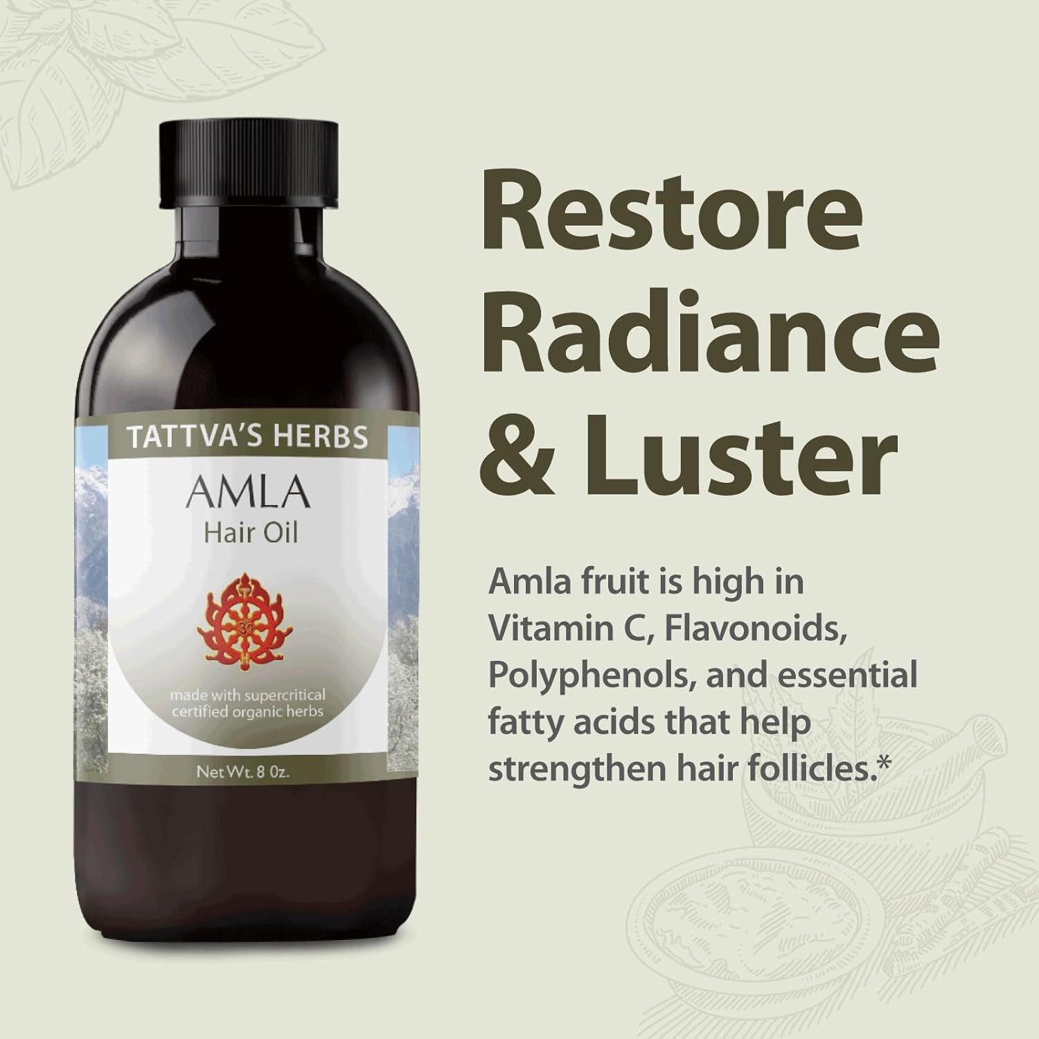 Tattva’s Herbs Amla Hair Oil 8 oz (paquete de 2 unidades de 16 onzas)  Promueve el crecimiento del cabello  Acondicionador natural que reduce el