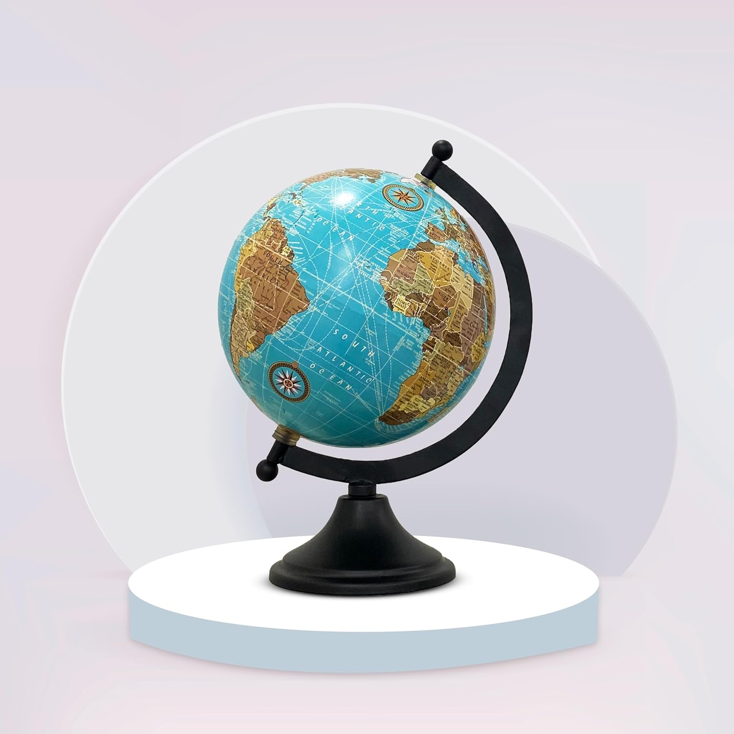 Rely+ Globo de tierra para decoración de escritorio y oficina, 6 pulgadas, elegante globo giratorio con soporte, perfecto para estantería y mesa,