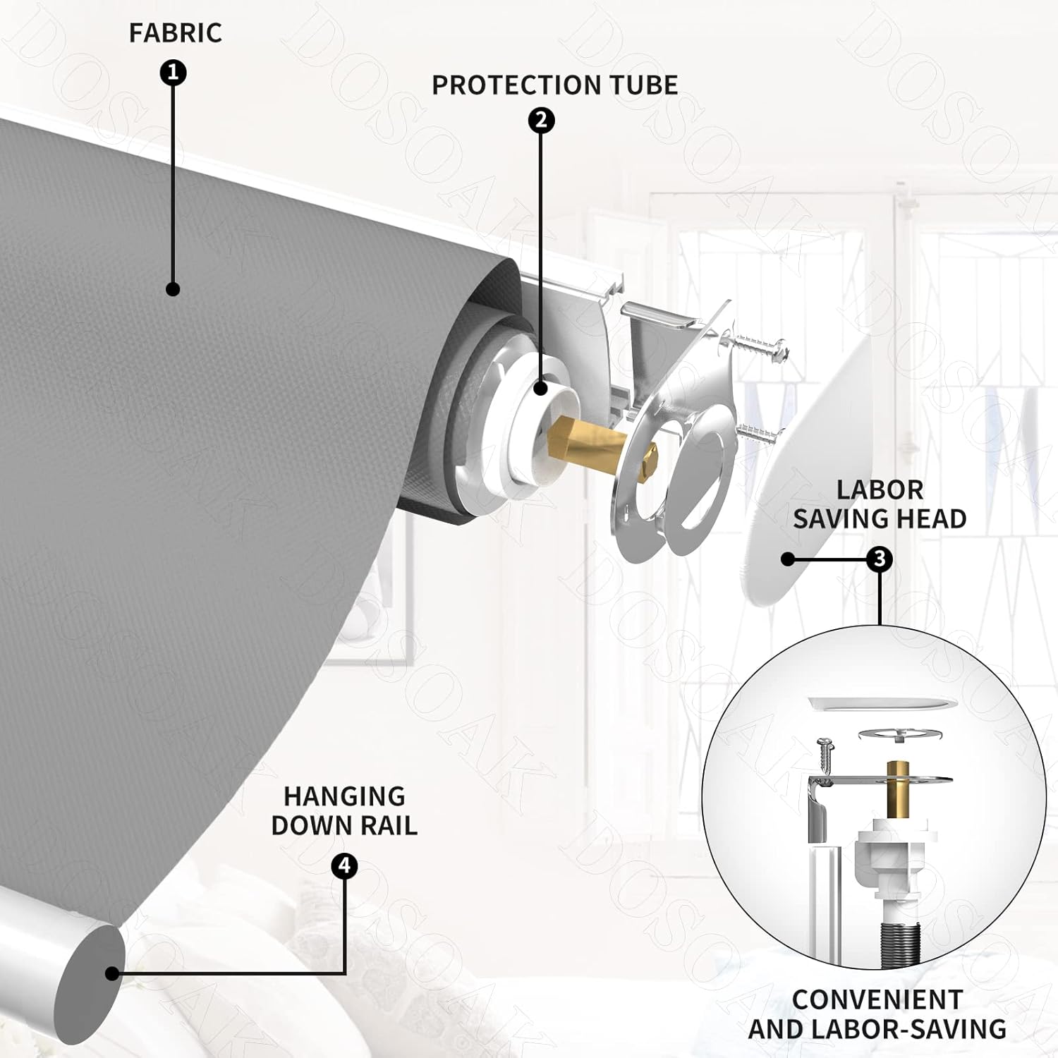 Persianas opacas para ventanas, persianas con aislamiento térmico y anti-rayos ultravioleta, 100 % opacas, para ventanas interiores del hogar, sala
