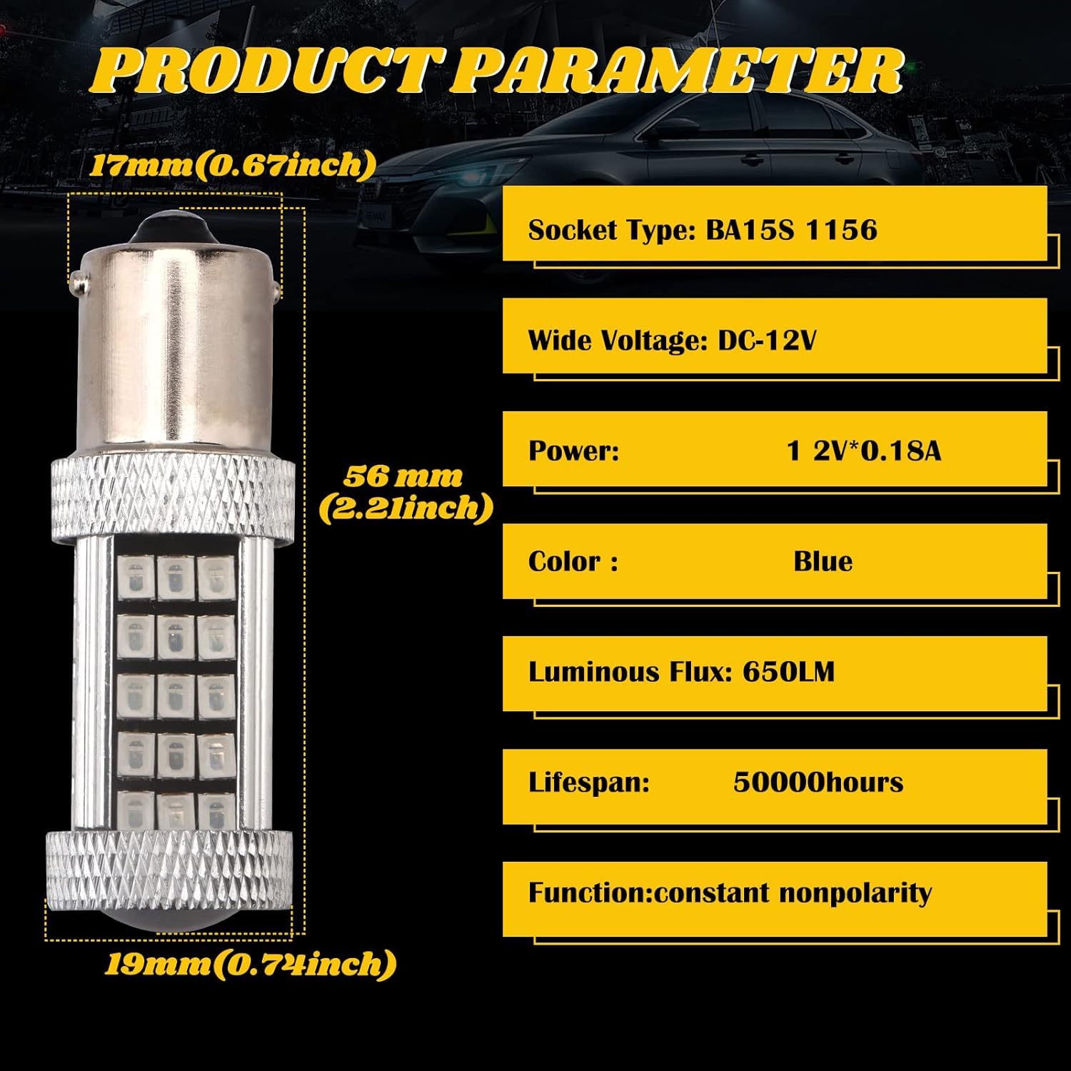 EverBrightt – Paquete de 2 luces LED de señal de giro LED 990 lúmenes 1156 BA15S 2835 66SMD, luces de estacionamiento con lente
