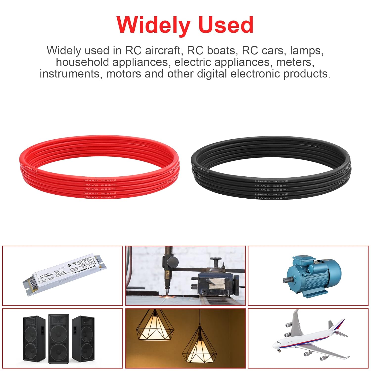 Cable eléctrico de silicona calibre 14 AWG (rojo de 10 pies y negro de 10 pies) suave y flexible núcleo de cobre estañado de 0.003 in, alambre de