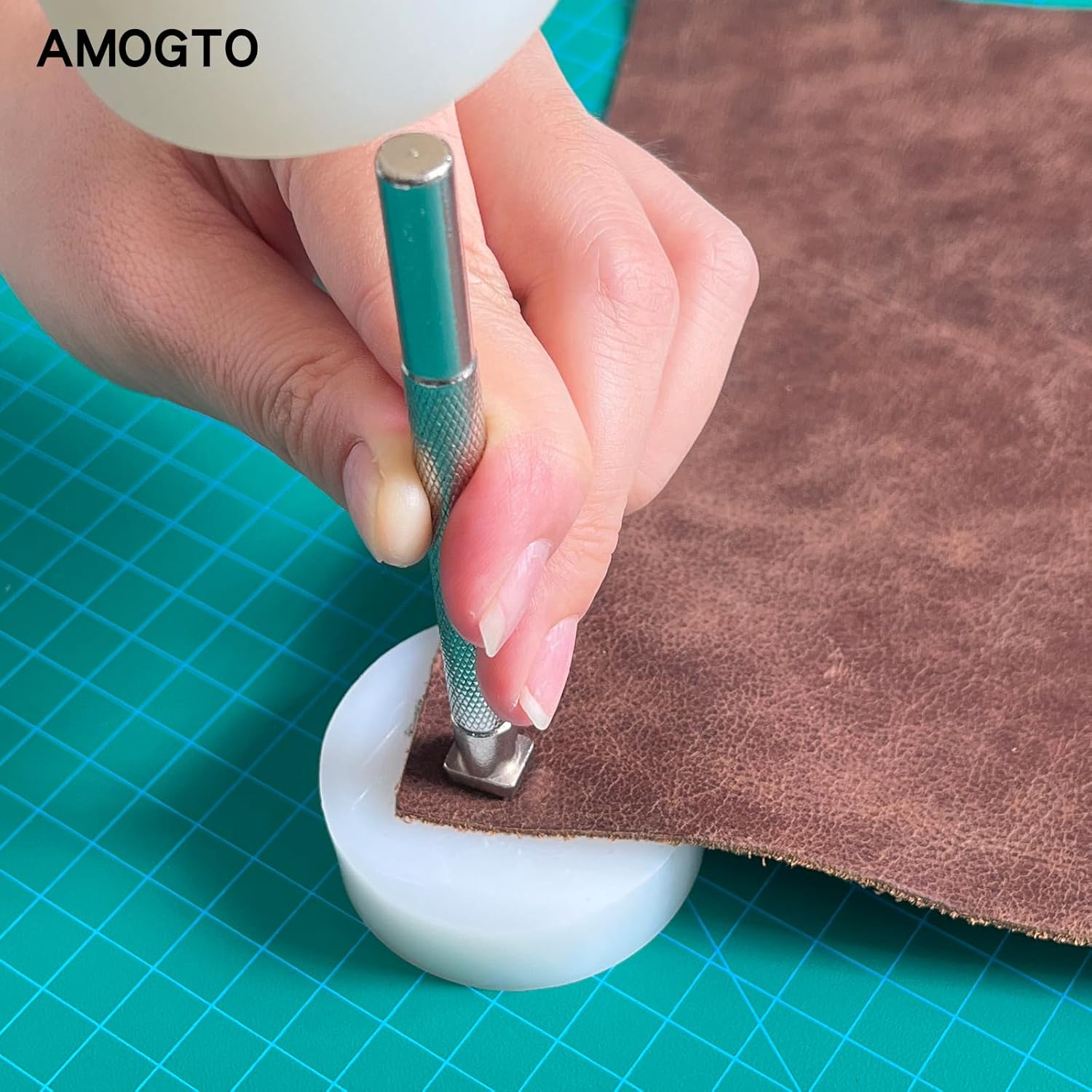 Amogto Herramientas de estampado de cuero, kit de estampado de cuero del alfabeto, 38 herramientas de artesanía de cuero, 26 letras mayúsculas y 10