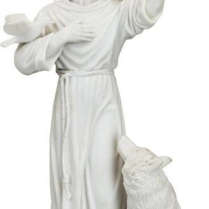 Design Toscano Estatua de resina de mármol unida de San Francisco y amigos del bosque Design Toscano Estatua de resina de mármol unida de San Francisco y amigos del bosque