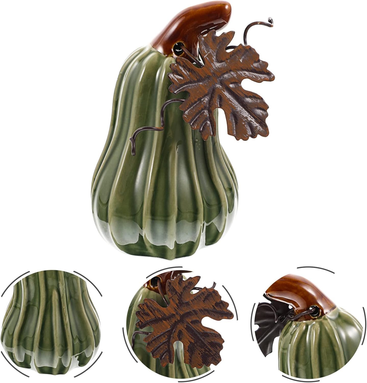 FAVOMOTO Figuras de calabaza de Halloween, coleccionables, mini adorno de calabaza de cerámica realista para cosecha de otoño, Acción de Gracias,