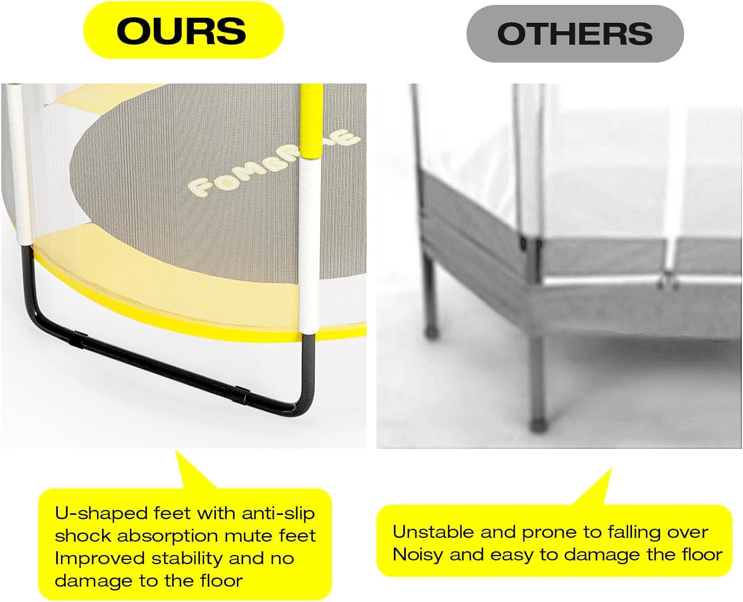 FOMBRIAE Trampolín de 55 pulgadas para niños, trampolín para interiores y exteriores de 4.5 pies con red de cierre, mini trampolín para bebés con