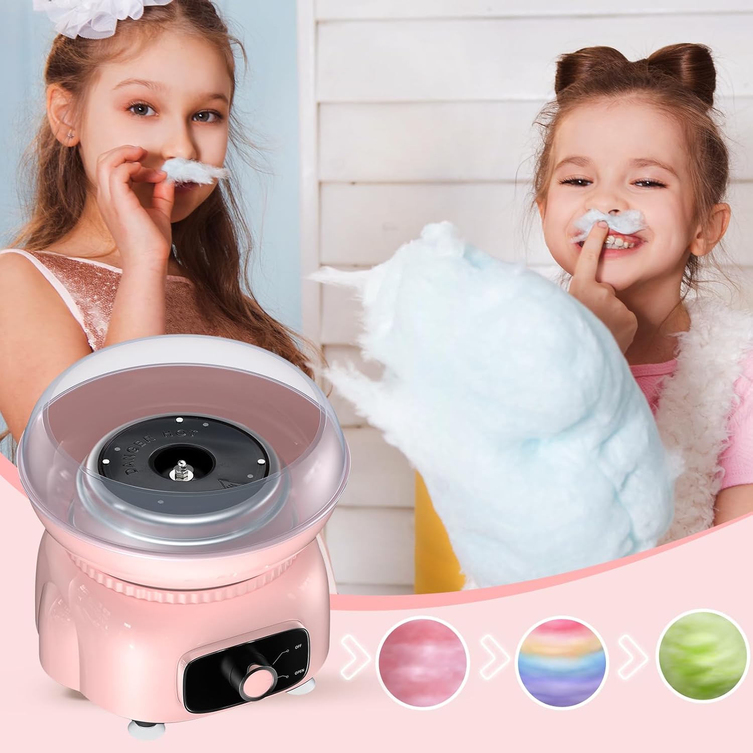 Candey Máquina de algodón de azúcar, fabricante de algodón de azúcar para niños, hace azúcar duro, hilo de azúcar, dulces caseros para fiestas de