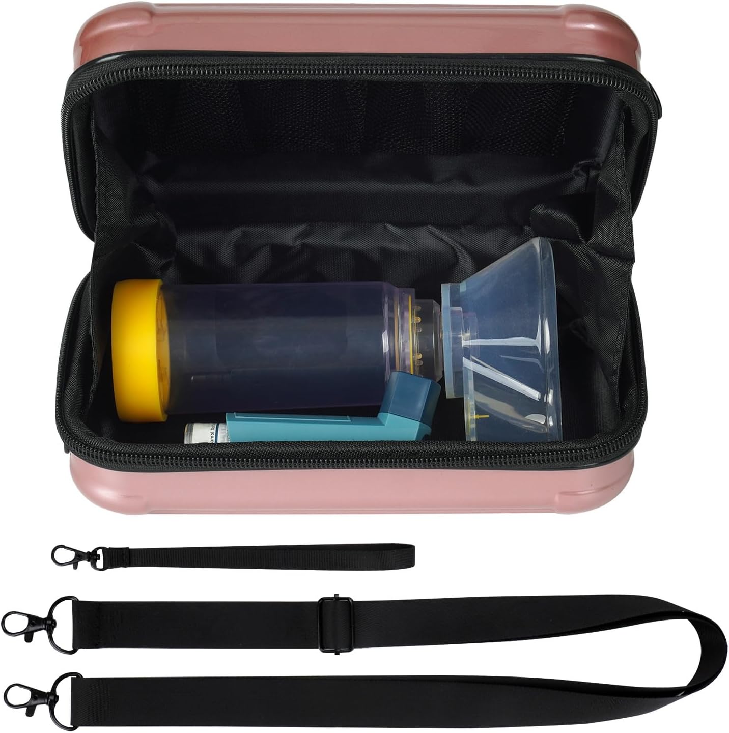 Estuche rígido de viaje para nebulizador portátilinhalador de asma, espaciador inhalador para adultos y niños, funda de transporte con cuerda