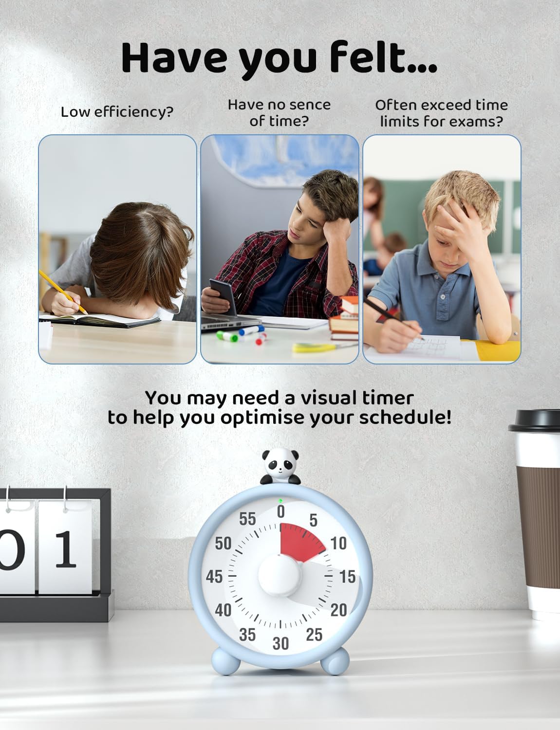 LIORQUE Temporizador visual de 60 minutos para niños, temporizador de cuenta regresiva visual recargable para niños, temporizador para aula,