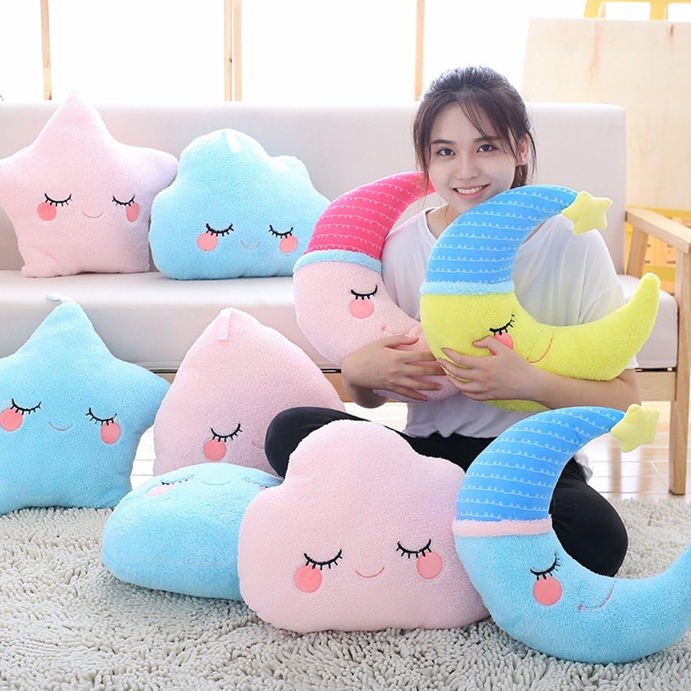 Cojín de almohada Star Moon Cloud, almohada para dormir para sofá de noche, regalo de juguete de peluche.-15.7 in