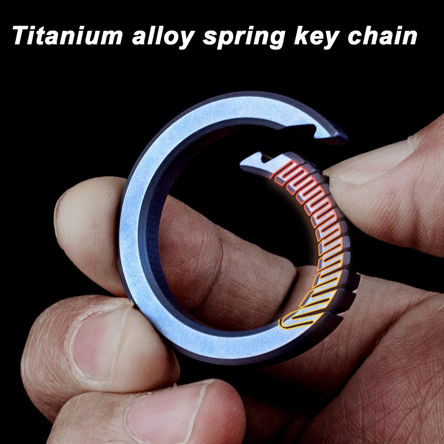FEGVE Carabiner Keychain Clip with 2 Key Rings, Titanium Quick Release Keychain Small Carabiner Clip for Keys