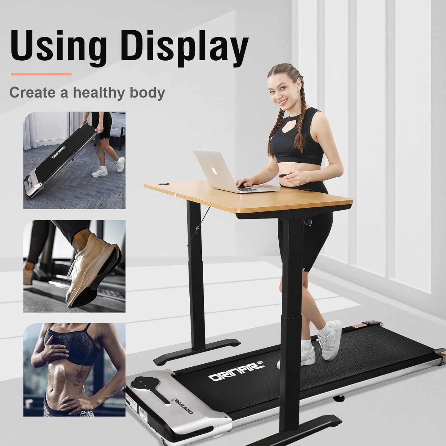 Caminadora para debajo del escritorio, almohadilla para caminar con control remoto, 2.5 HP portátil para caminar y trotar para oficina en casa,