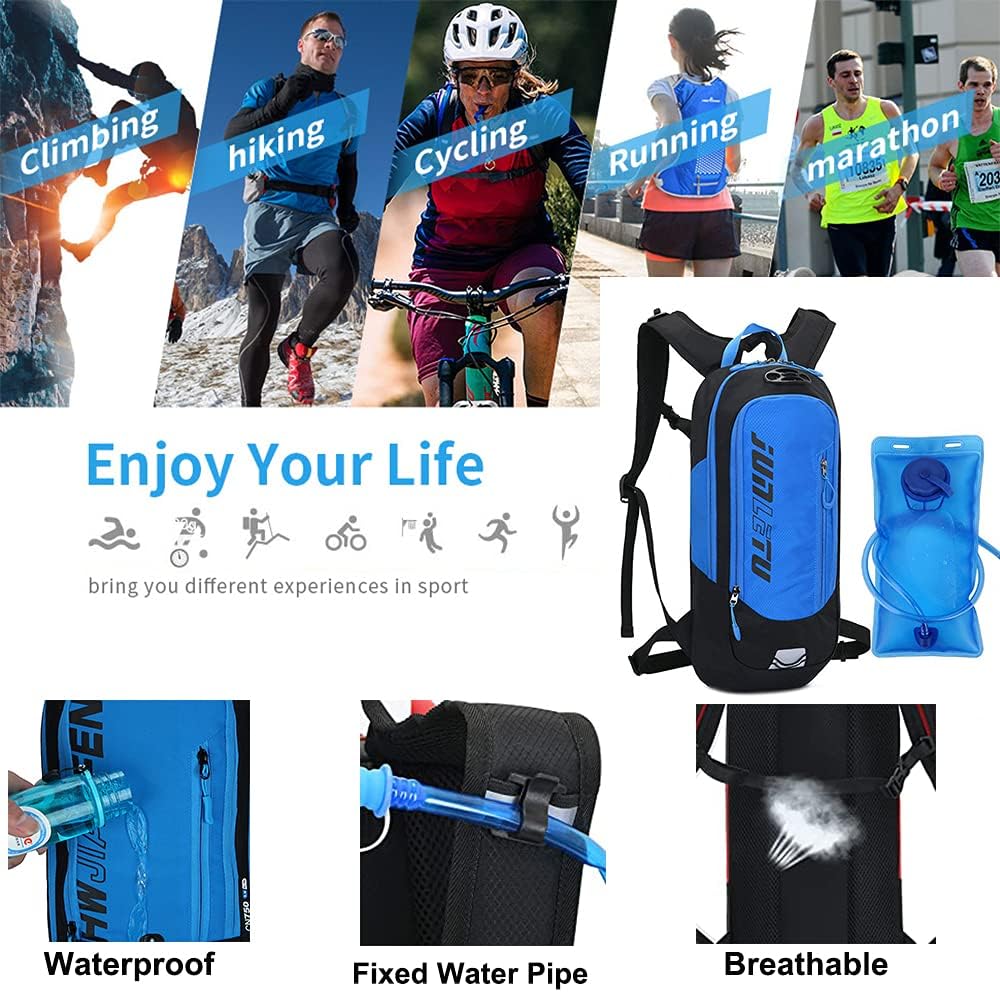 Croogo Paquetes de hidratación, mochila de hidratación con vejiga de hidratación de 2 litros, mochila de bicicleta impermeable transpirable para