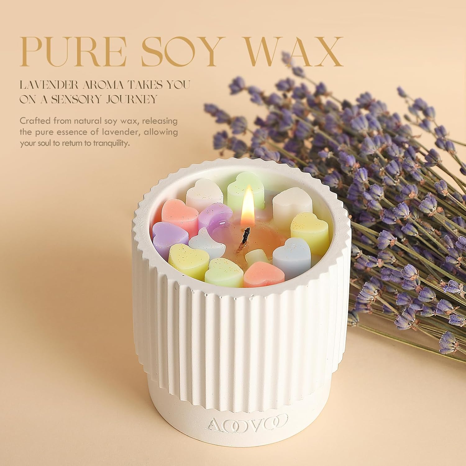 AOOVOO Velas blancas perfumadas para el hogar, vela estética de lujo, hecha a mano, velas perfumadas de lavanda, regalos para mujeres y hombres,
