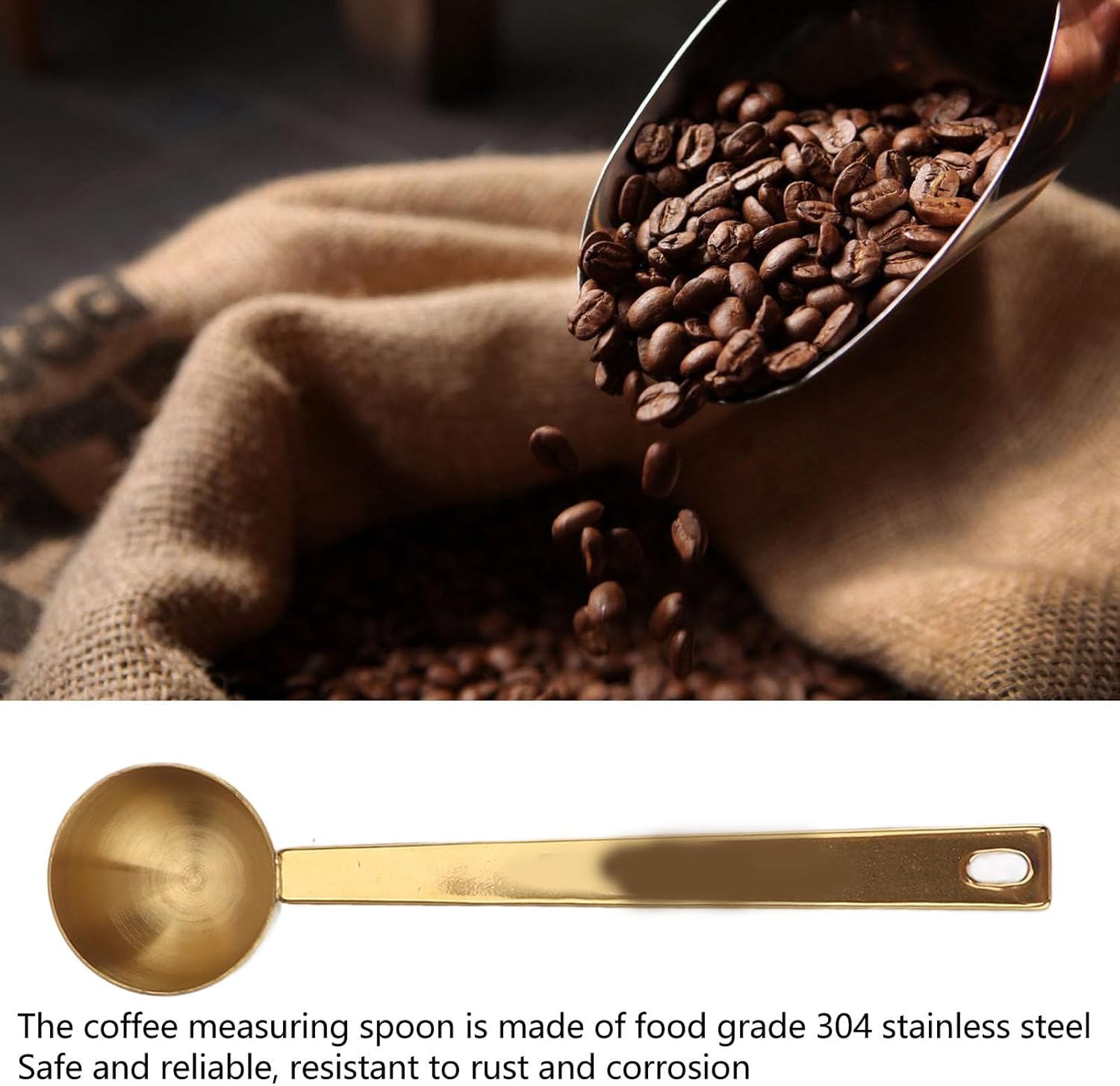 Cuchara medidora de café, cuchara de mango largo de acero inoxidable para café molido, té, harina de azúcar (1.0 fl oz)