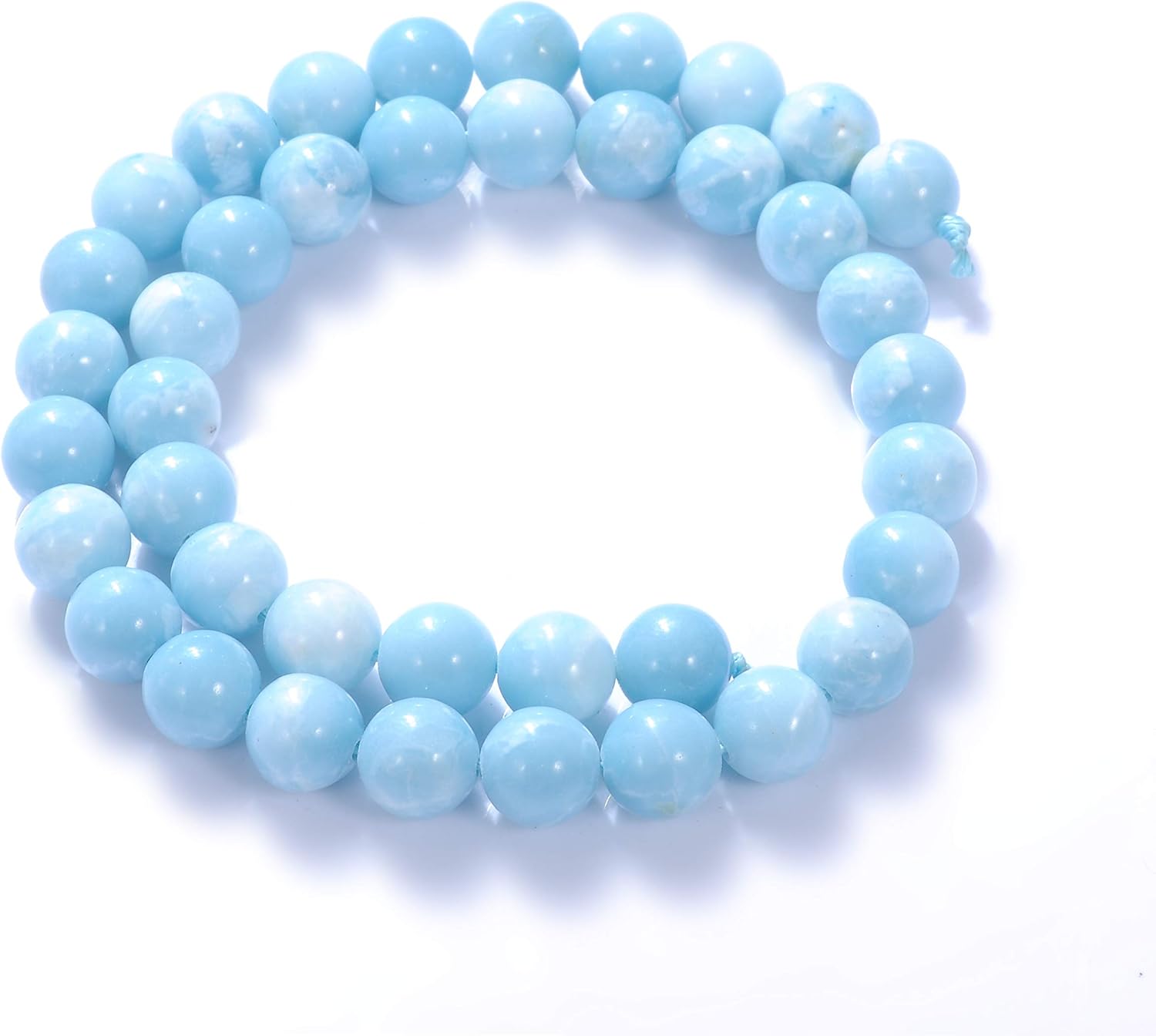Cuentas redondas sueltas de larimar natural de 0.394 pulgadas (0.394 in), pulsera de piedra de cristal, accesorios para collares, manualidades para