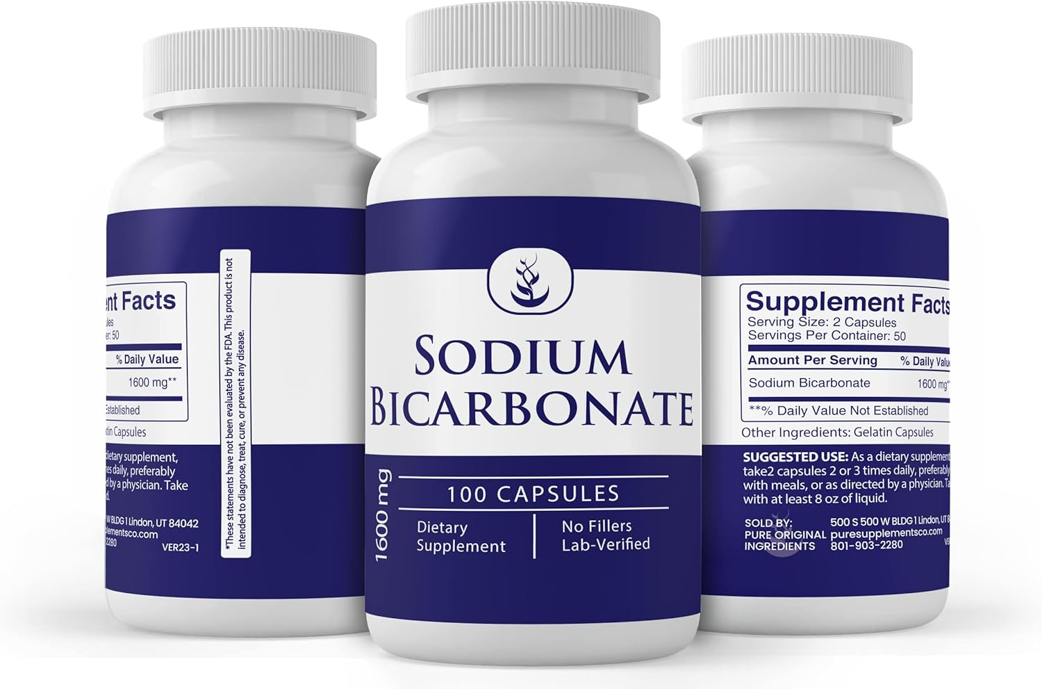 Pure Original Ingredients Bicarbonato de sodio (100 cápsulas) siempre puro