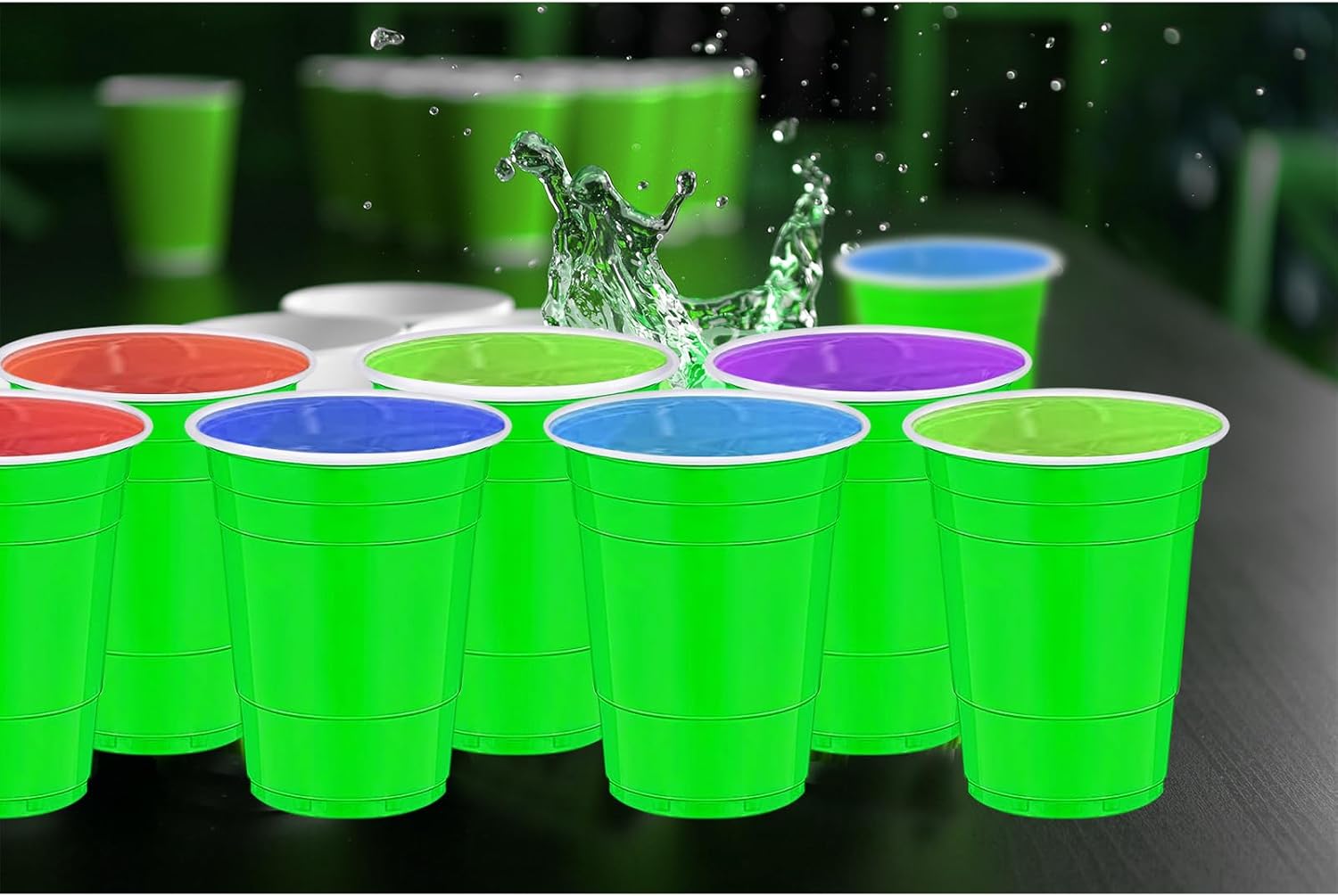 120 vasos de plástico verdes de 16 onzas de 16 onzas, tazas individuales verdes de plástico verde, vasos desechables de 16 onzas, tazas de fiesta