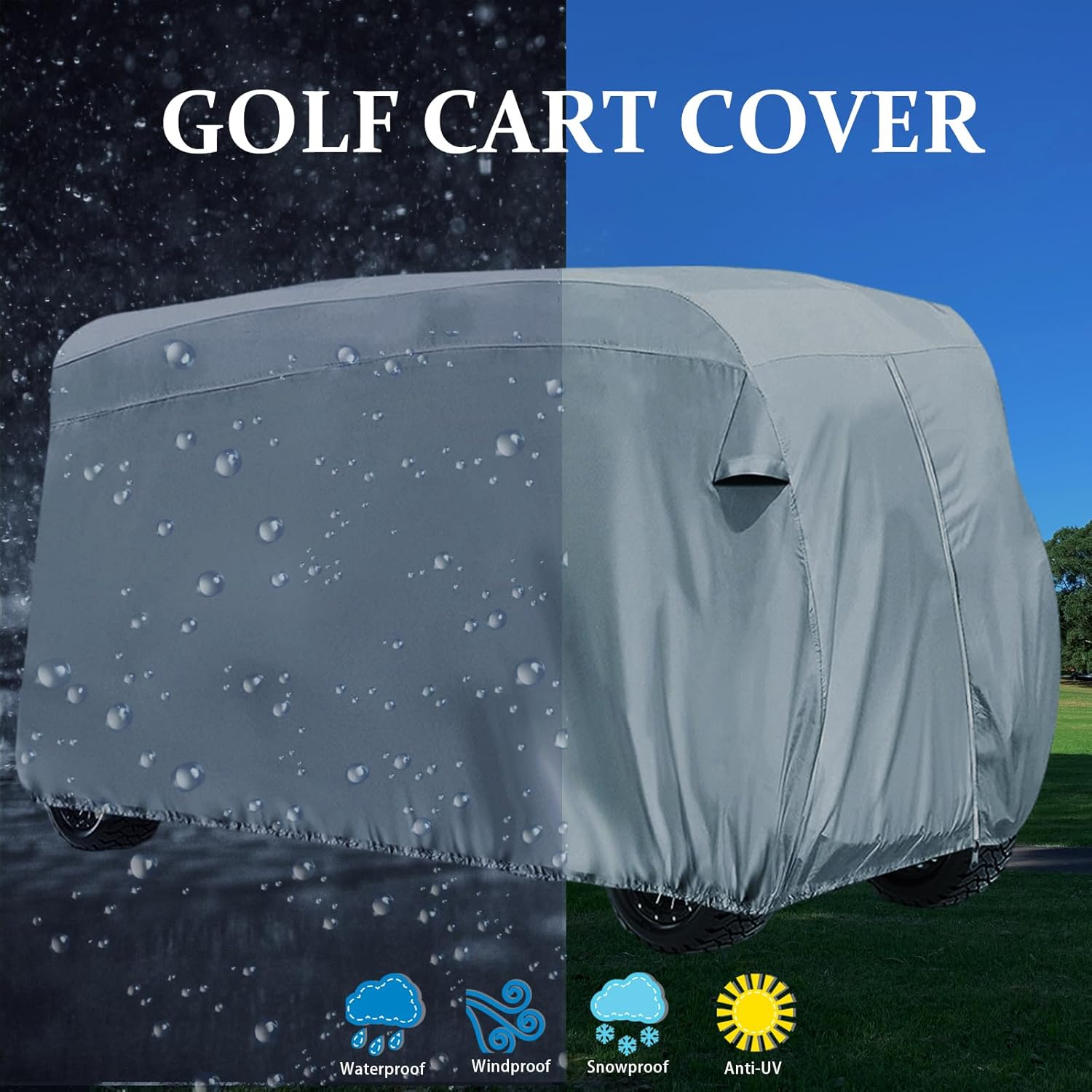 FEIJAZUM Funda impermeable para carrito de golf de 8 plazas, tela Oxford 420D, funda de almacenamiento extra grande para carrito de golf Club Car,