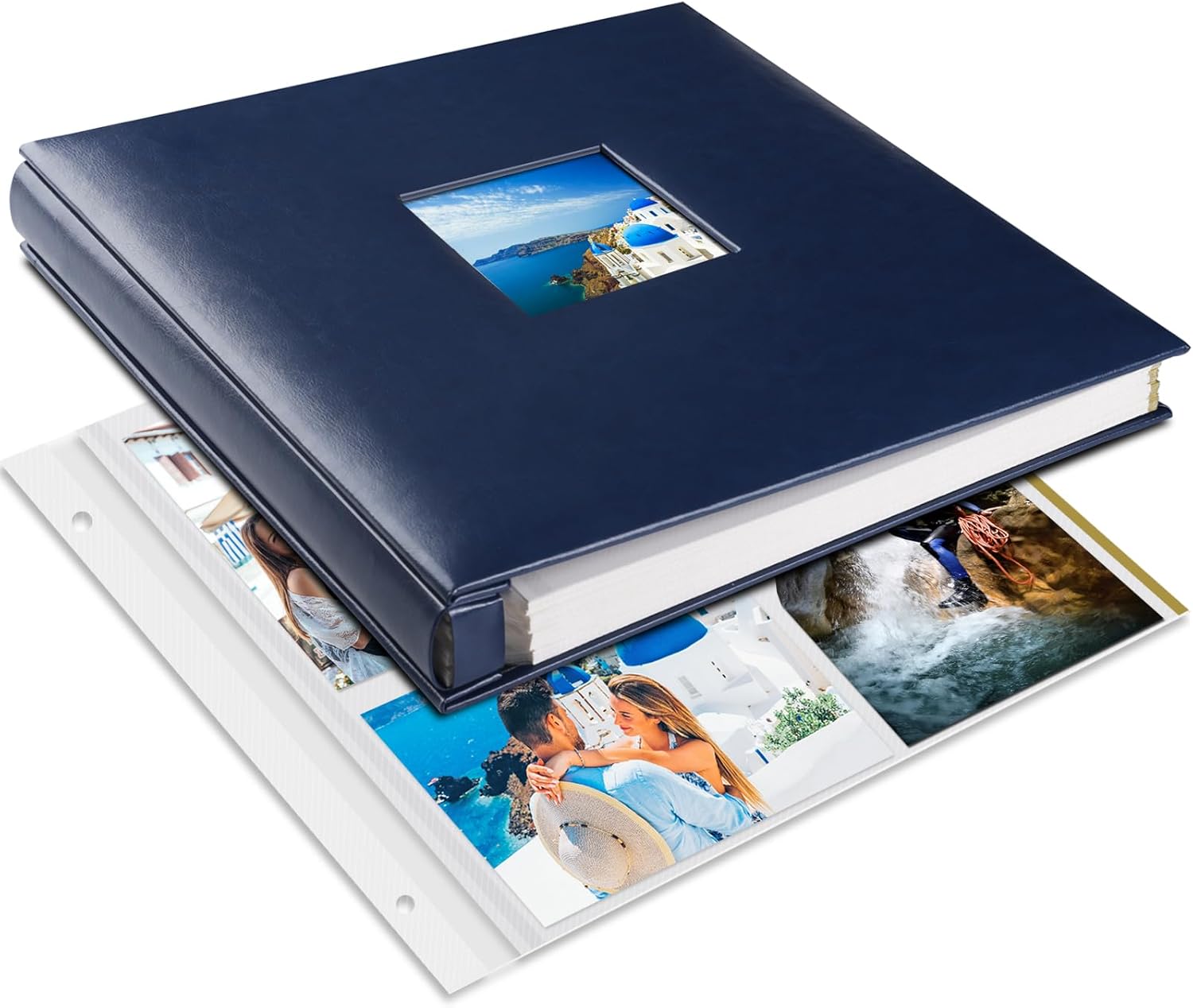 Álbum de fotos autoadhesivo, 80 páginas adhesivas, cubierta de cuero, libro de recortes, libro de fotos para regalos de Navidad, boda, álbumes de