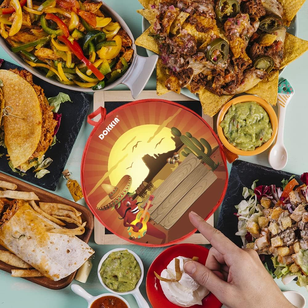 LEONAL Calentador de tortillas Taco de 12 pulgadas, bolsa aislada de tela para microondas, para mantener la comida caliente hasta una hora (Sunburst