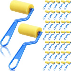 Tenceur 50 Pieces 3 Inch Foam Paint Rollers Painting Sponge Roller Small Sponge Paint Roller with Plastic Handle for Young Artists Kids Early Tenceur 50 Pieces 3 Inch Foam Paint Rollers Painting Sponge Roller Small Sponge Paint Roller with Plastic Handle for Young Artists Kids Early