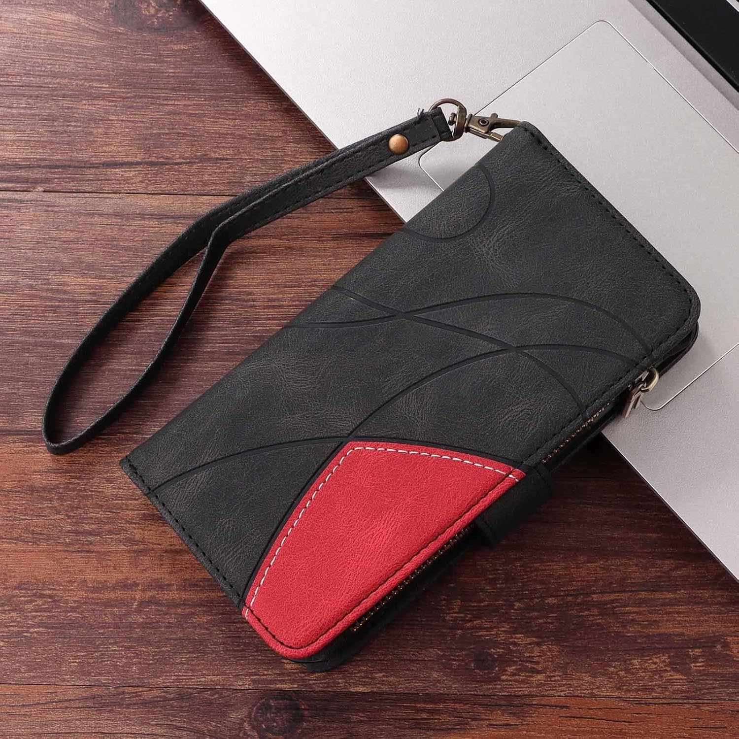 Funda tipo cartera compatible con Xiaomi Poco X3 Pro, 9 tarjeteros de piel sintética de alta calidad, bolsillo con cremallera, con correa para la