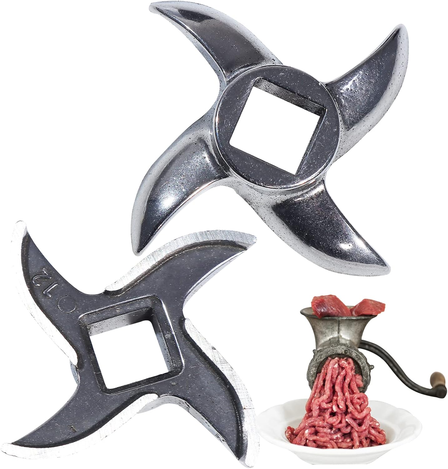 2 piezas de repuesto de cuchilla para picadora de carne #12, accesorios de cuchilla de corte inoxidable, pieza de repuesto de placa de corte para