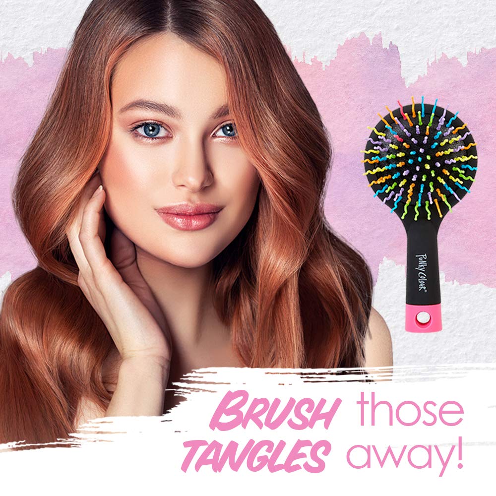 Punky Cepillo para el cabello y desenredante con espejo, aborda golpes, nudos y enredos sin tirones ni enganches dolorosos