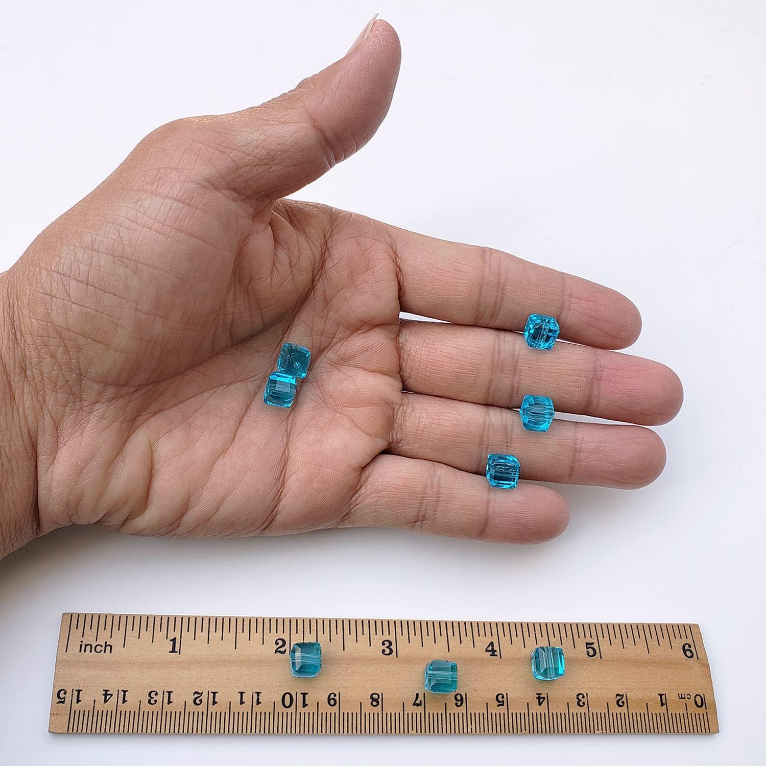 Cuentas de vidrio aguamarina de 0.315 in para hacer joyas, 180 piezas cuadradas facetadas Crytal Spacer Beads Surtidos Accesorios para pulsera