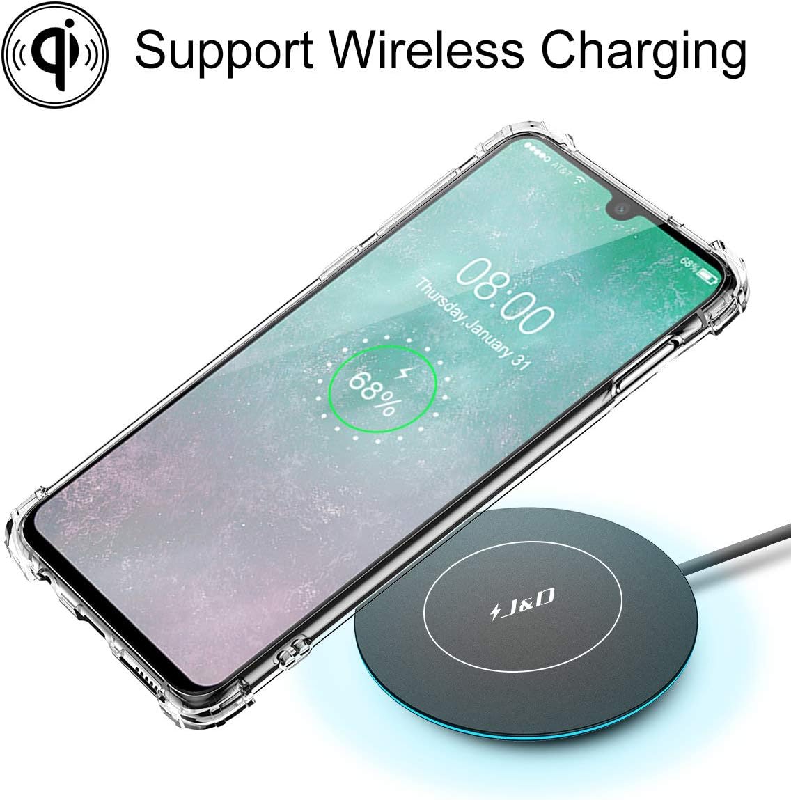 J&D Funda compatible con Huawei P30 Lite, cojín de esquina ultra transparente, resistente a los golpes, funda protectora delgada de TPU para Huawei