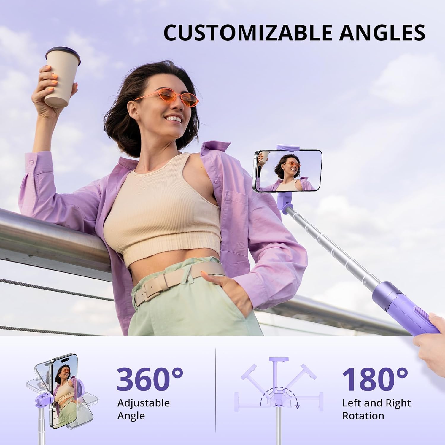 ATUMTEK Trípode selfie stick de 60 pulgadas, trípode extensible todo en uno con control remoto Bluetooth, bolsa de almacenamiento incluida, para