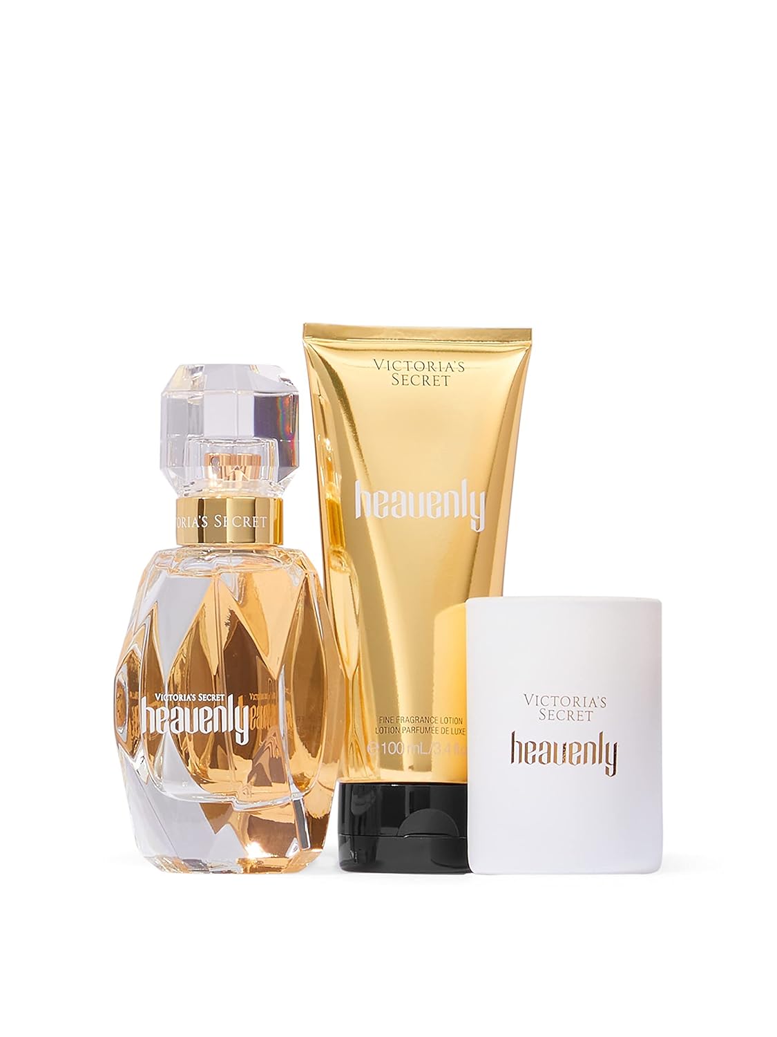 Victoria’s Secret Heavenly – Set de regalo de fragancia de lujo de 3 piezas 1.7 oz. Eau de Parfum, loción de viaje y vela
