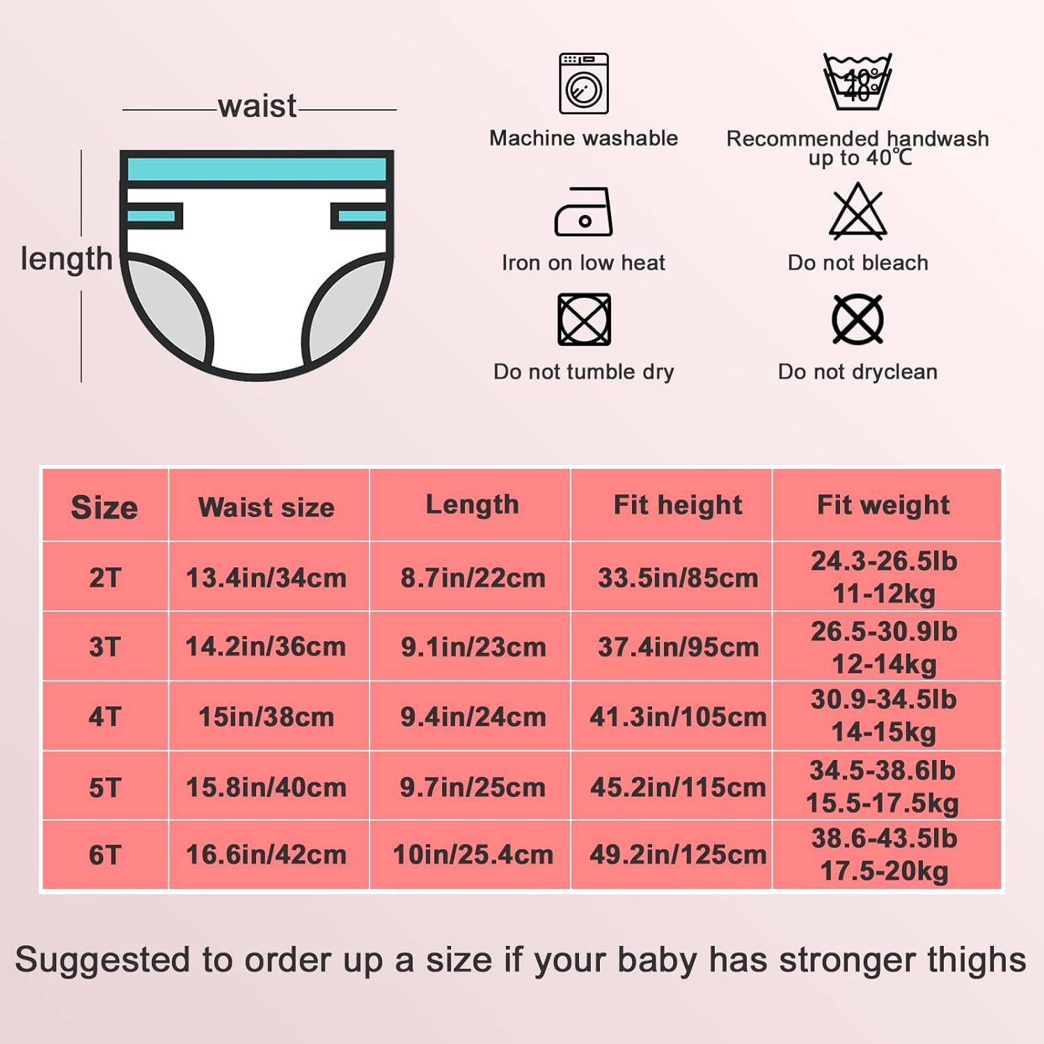 MOEMOE BABY Paquete de 8 pantalones de entrenamiento de algodón para niños y niñas de 2 a 7 años