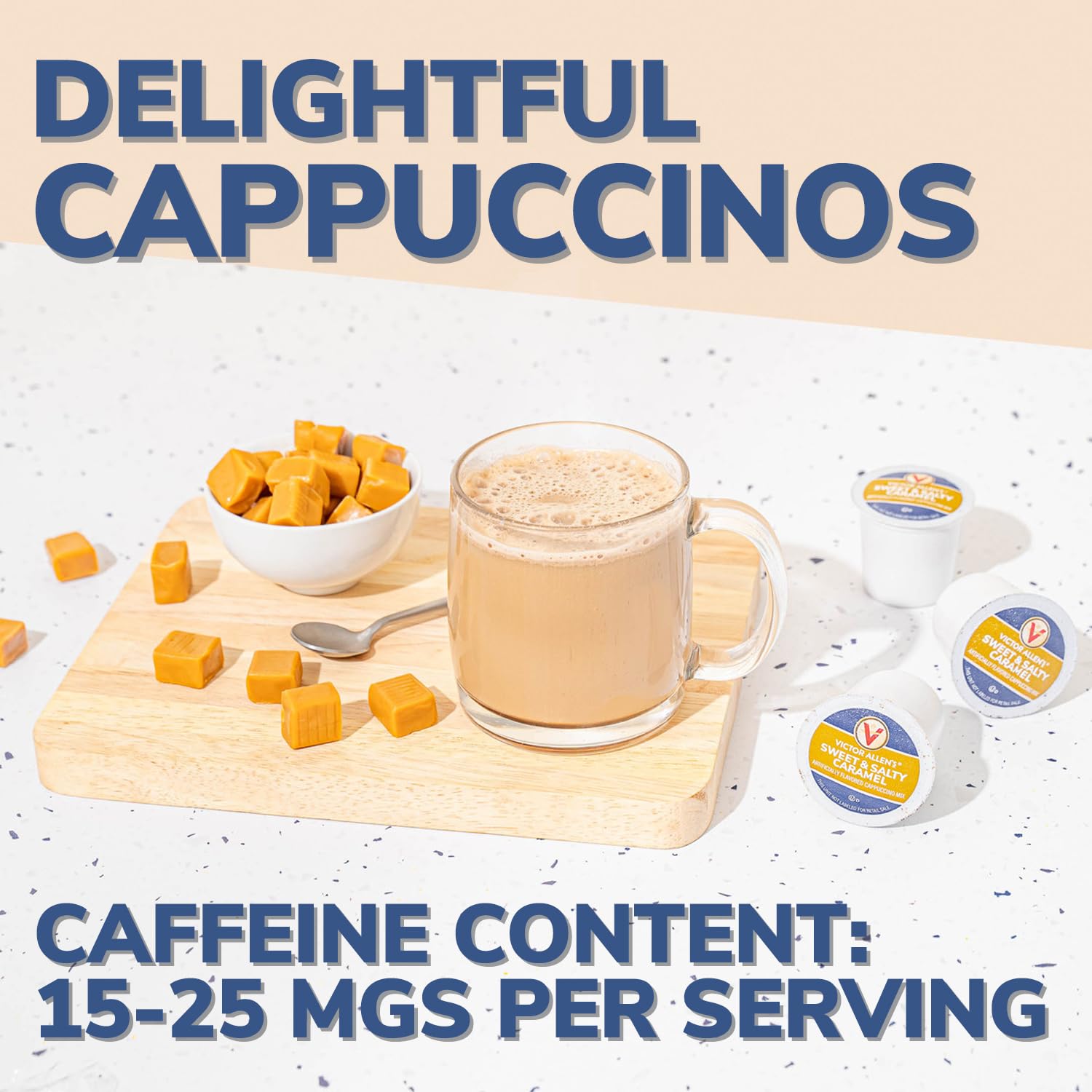 Victor Allen’s Coffee Mezcla de capuchino con sabor a vainilla francesa, 12 unidades, cápsulas de café de una sola porción para cafeteras Keurig
