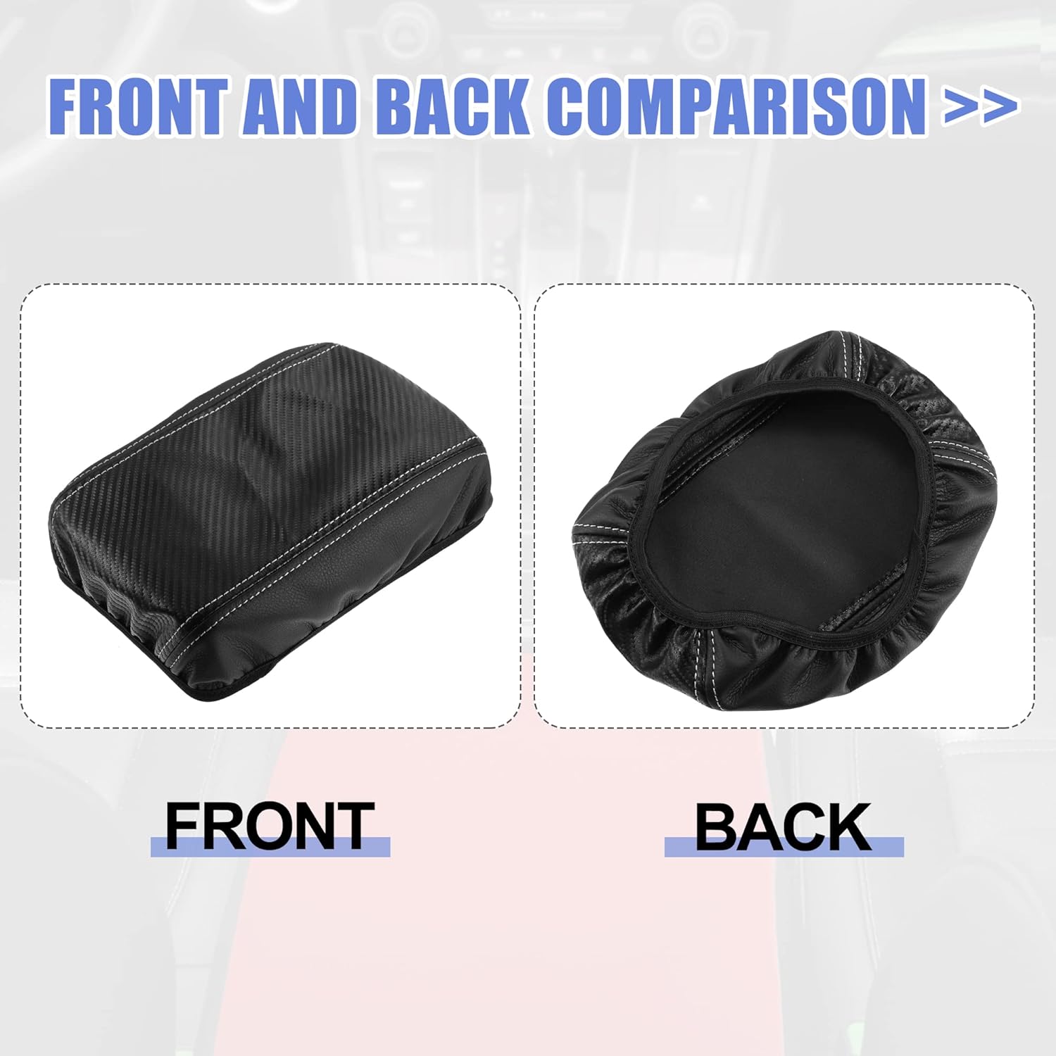 X AUTOHAUX Funda para reposabrazos de consola central de automóvil para Toyota Corolla Cross 2022, patrón de fibra de carbono, piel sintética negra,
