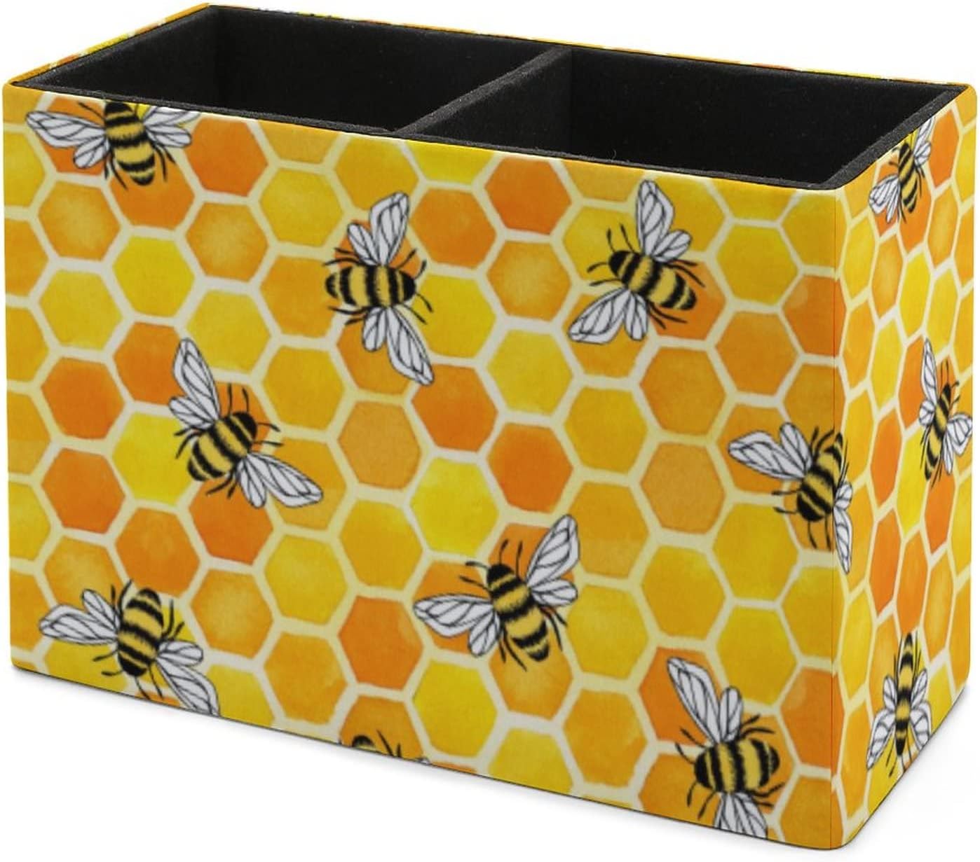 Portalápices para escritorio, soporte de lápiz amarillo de panal y abejas, organizador de bolígrafos de escritorio, organizador de lápices, soporte
