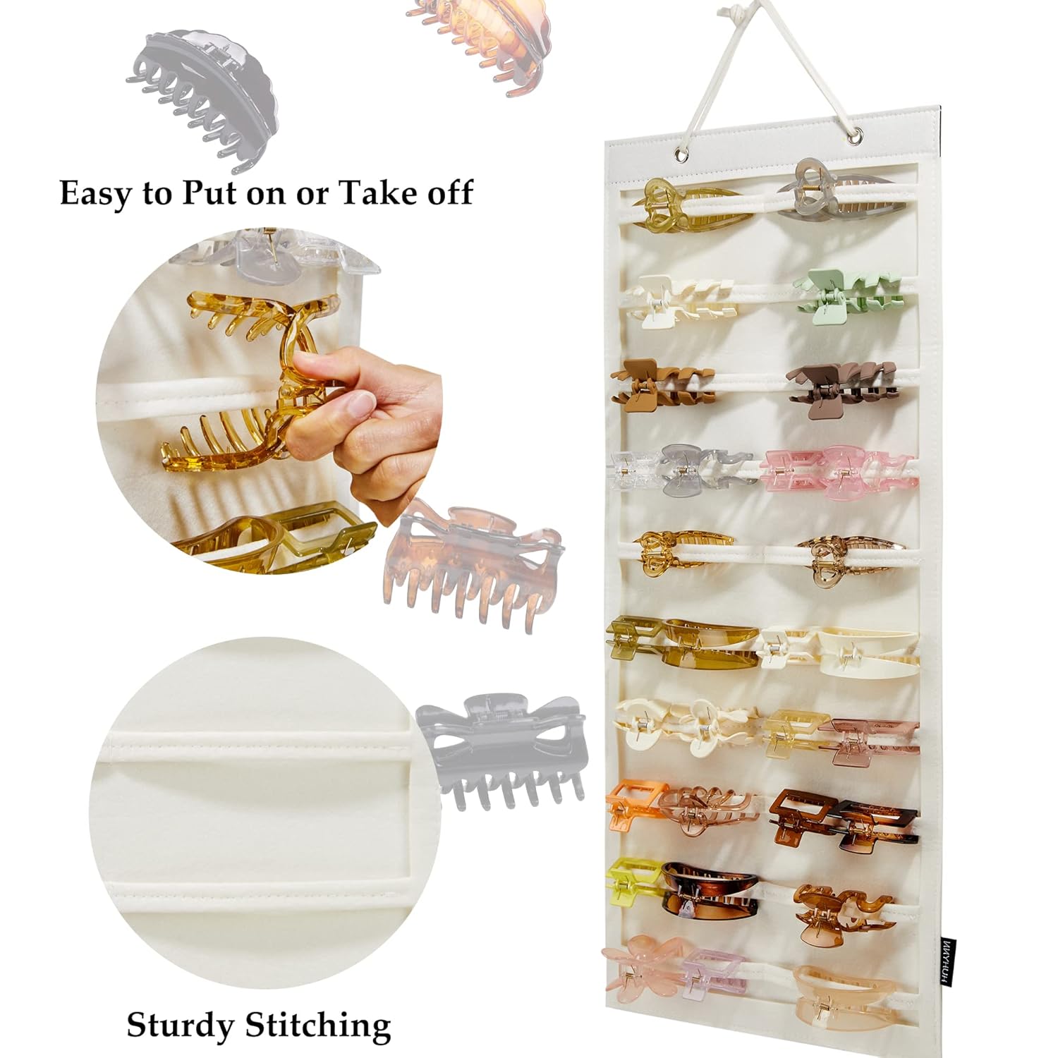 HUHYNN Organizador de pinzas colgantes para el cabello, organizadores y almacenamiento para mujeres y niñas, soporte de pinzas para el cabello para