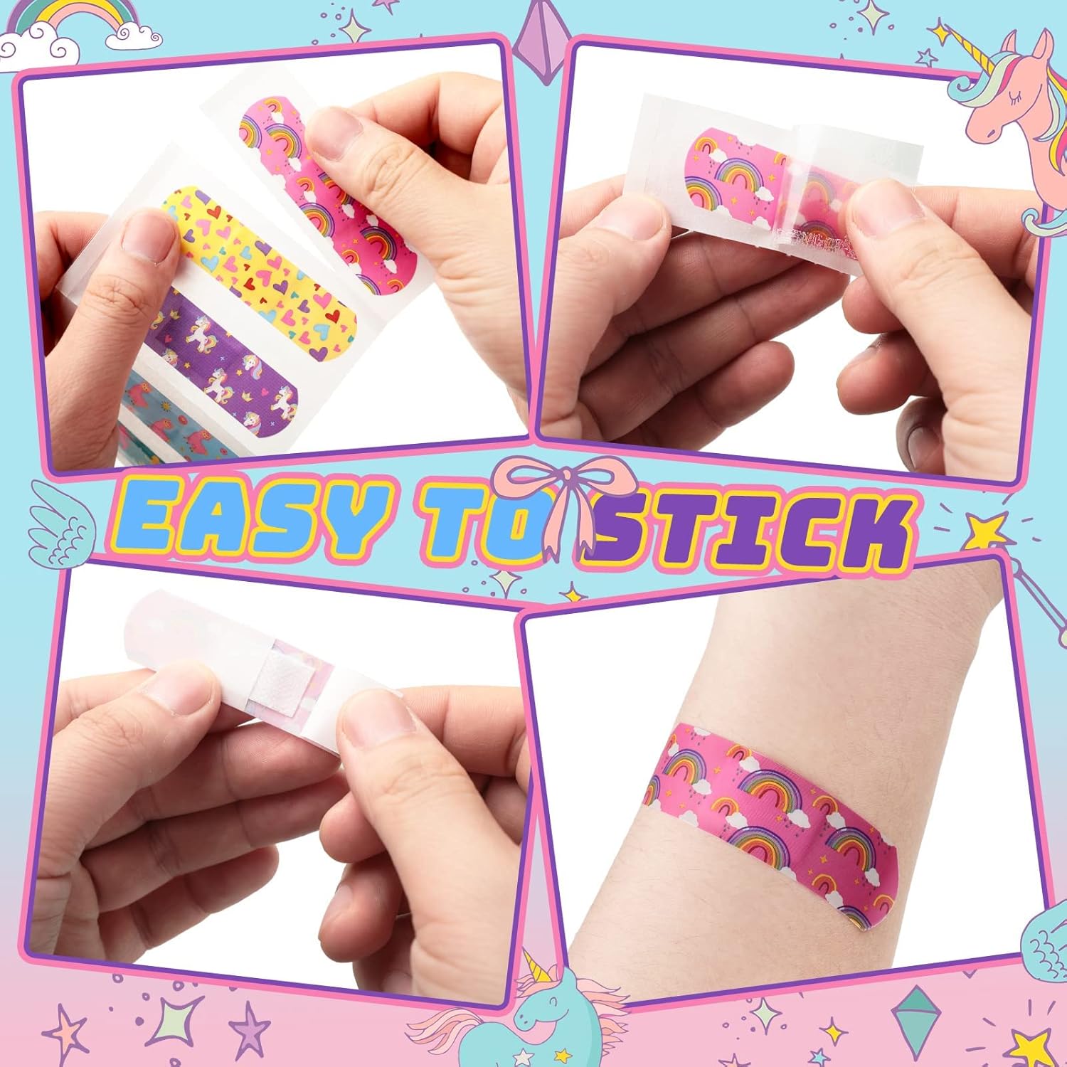 5 estilos de vendajes de dibujos animados para niños, tiras adhesivas flexibles, coloridas, impermeables, lindas vendas para niñas, cinta de