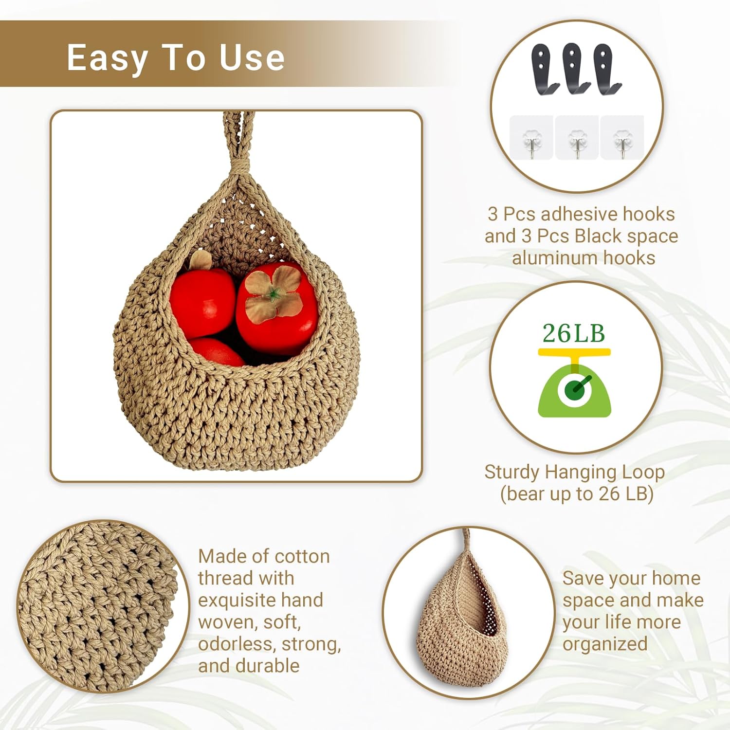 Cestas de frutas colgantes para cocina, cesta de productos para frutas, verduras, papas, cebollas, almacenamiento de cebolla, lágrima de montaje en