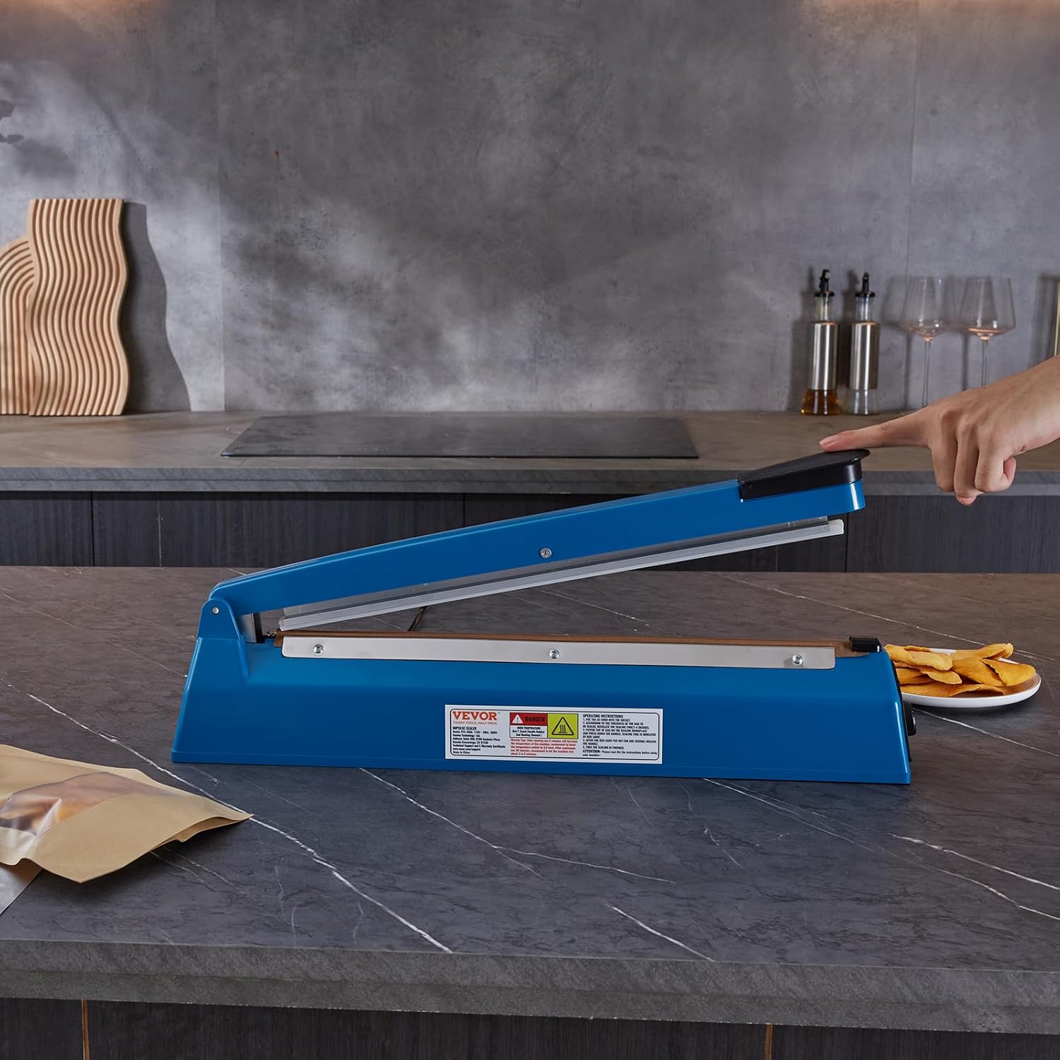 VEVOR Sellador de impulso de 16 pulgadas, máquina de sellado térmico manual con modo de calefacción ajustable, selladores de bolsas retráctiles ABS