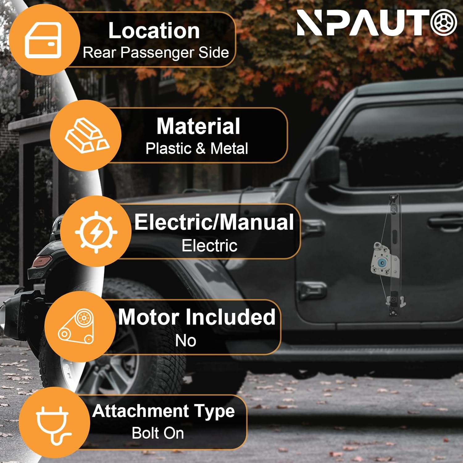 NPAUTO Elevalunas eléctrico del lado del pasajero trasero sin motor de repuesto para BMW E90 E91 323i 325i 328i 330i 335i M3 2006 2007 2008 2009