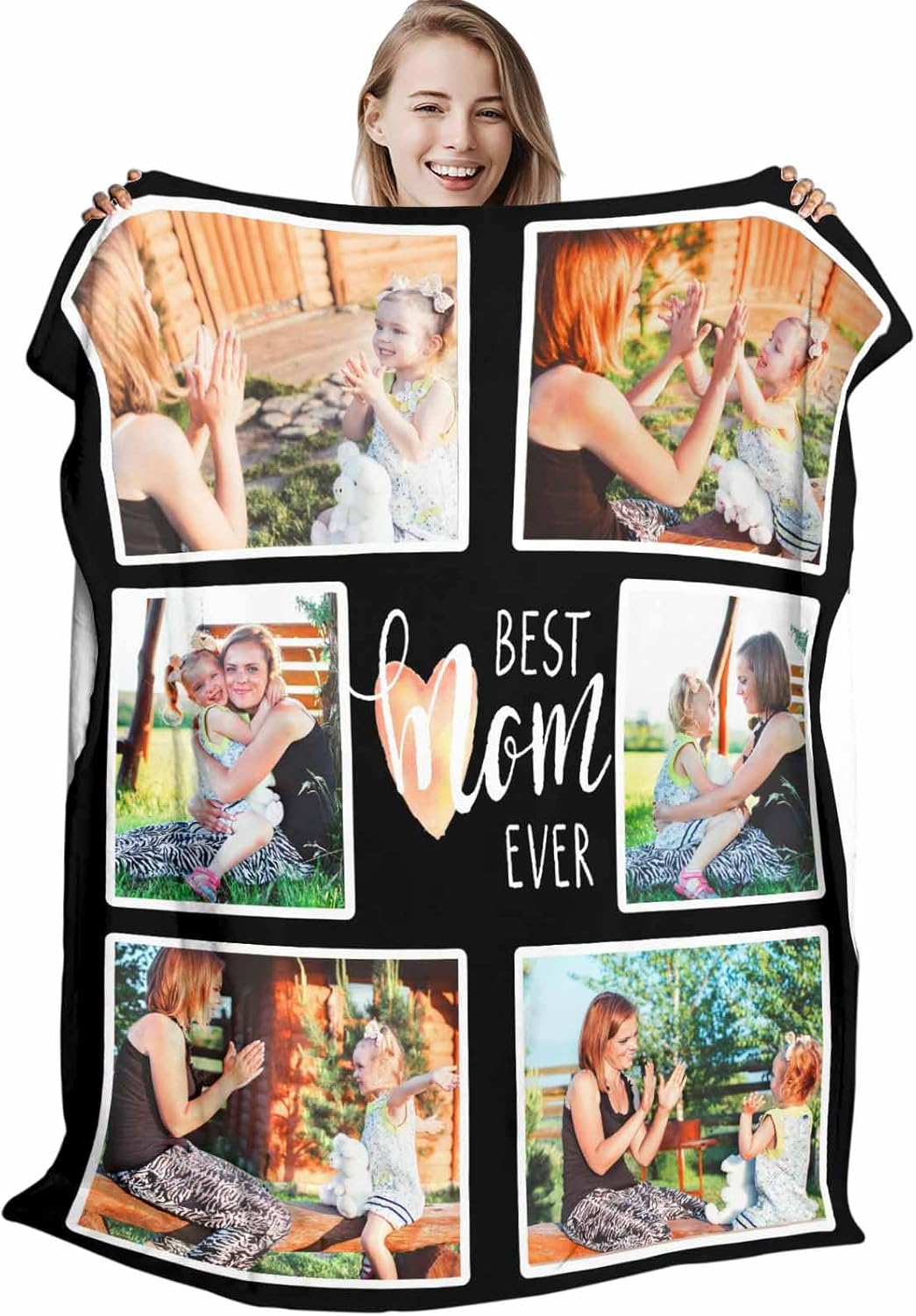 D-Story Manta personalizada con texto fotográfico, regalos personalizados, fabricada en Estados Unidos, manta de fotos personalizada para