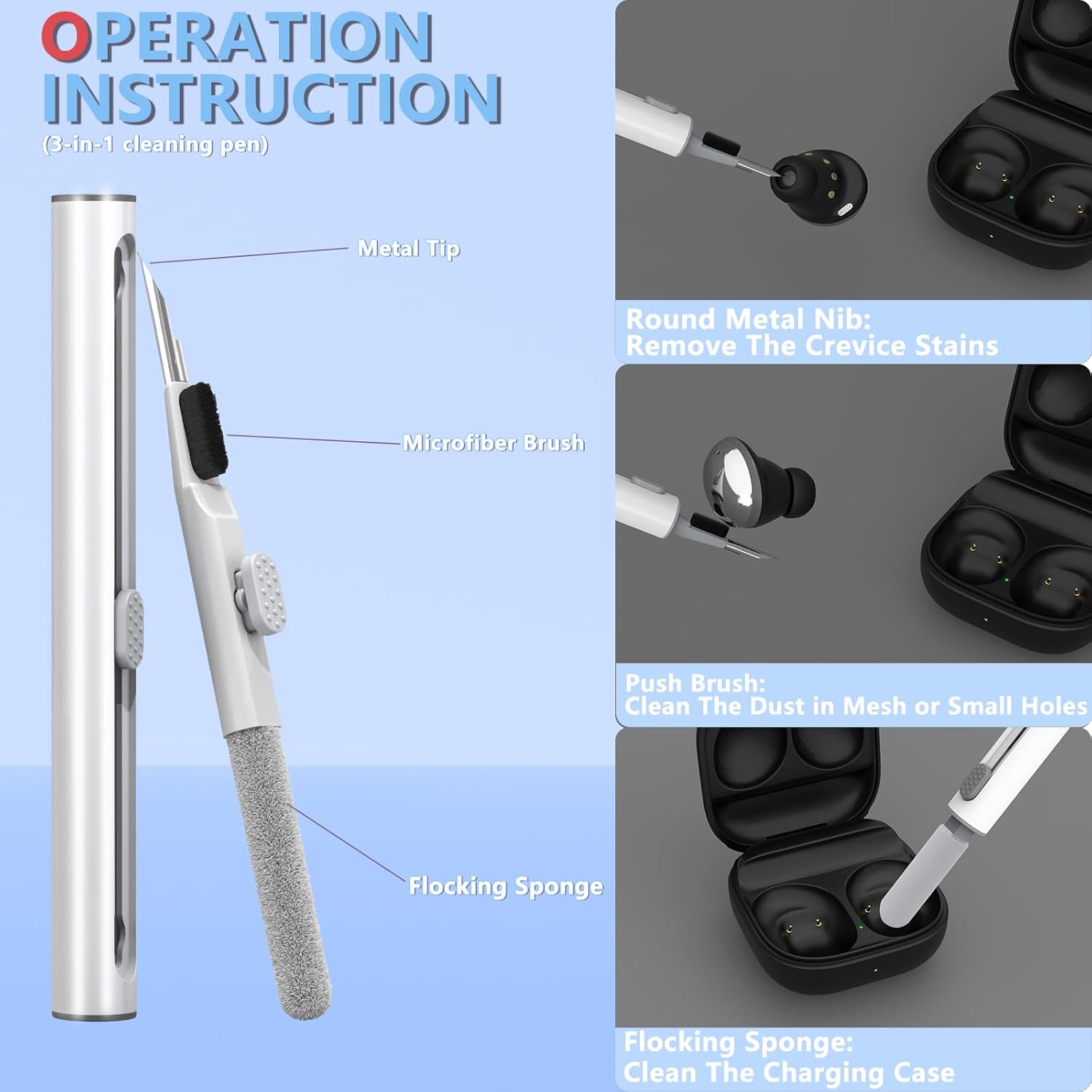 Con bloqueo de seguridad Funda transparente para Samsung Galaxy Buds 2 ProGalaxy Buds 2Galaxy Buds ProGalaxy Buds Live, accesorios con kit de