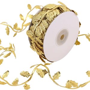 Cinta de hojas doradas de 10 yardas, cuerda de hojas artificiales para guirnalda, envoltura de regalos, fiesta, boda, decoración del hogar Cinta de hojas doradas de 10 yardas, cuerda de hojas artificiales para guirnalda, envoltura de regalos, fiesta, boda, decoración del hogar