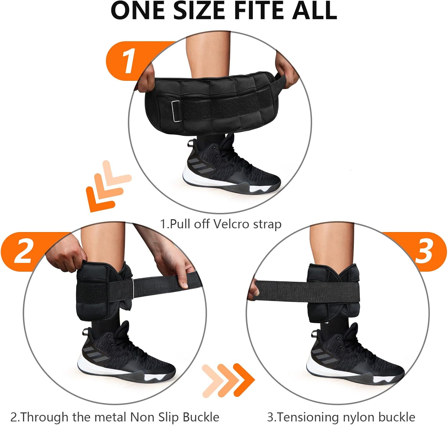 FEIERDUN Pesas de tobillo ajustables para mujeres y hombres, un par de pesas modulares de piernas de 2,4,6,8,10 libras con yoga, caminar, correr,