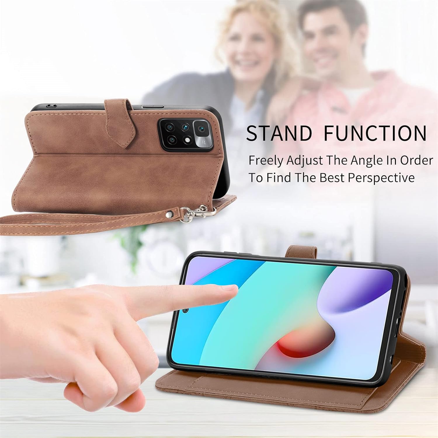 Funda tipo cartera con diseño de almacenamiento con cremallera para Xiaomi Redmi Note 11 4G, piel agradable al tacto con cierre magnético y ranuras